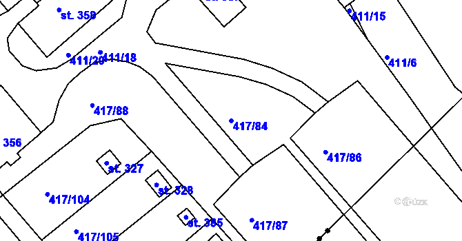 Parcela st. 417/84 v KÚ Drnholec nad Lubinou, Katastrální mapa