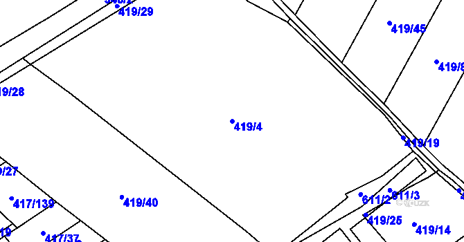 Parcela st. 419/4 v KÚ Drnholec nad Lubinou, Katastrální mapa