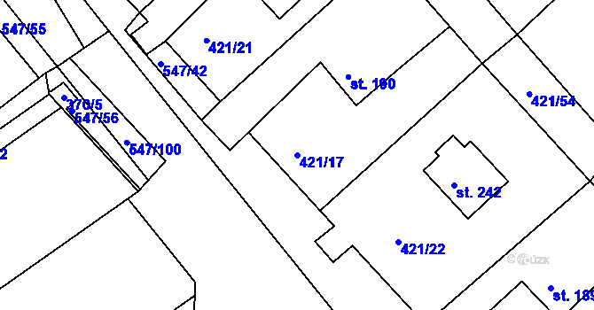 Parcela st. 421/17 v KÚ Drnholec nad Lubinou, Katastrální mapa