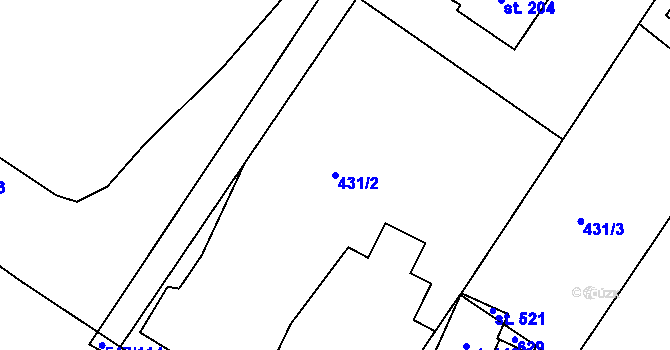 Parcela st. 431/2 v KÚ Drnholec nad Lubinou, Katastrální mapa