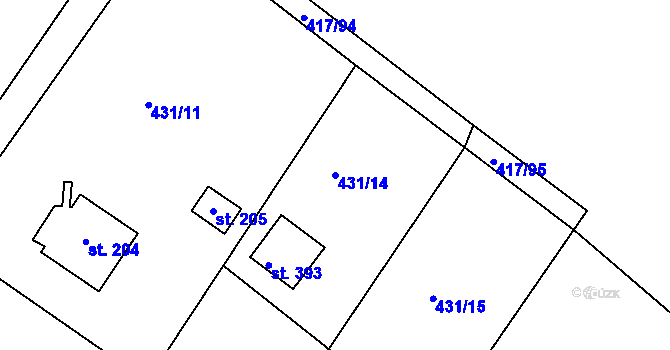 Parcela st. 431/14 v KÚ Drnholec nad Lubinou, Katastrální mapa