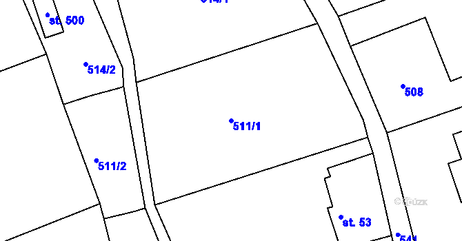 Parcela st. 511/1 v KÚ Drnholec nad Lubinou, Katastrální mapa