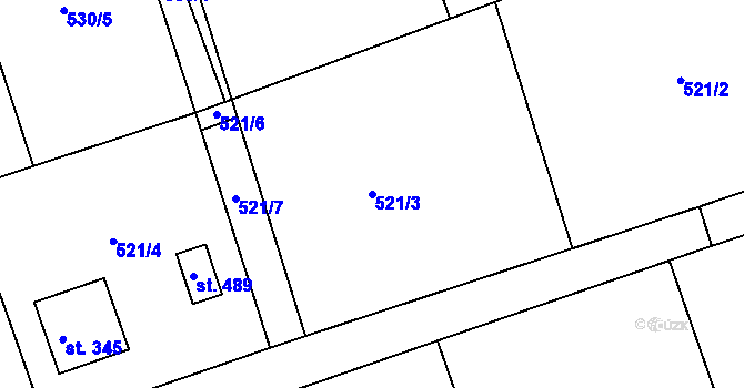 Parcela st. 521/3 v KÚ Drnholec nad Lubinou, Katastrální mapa