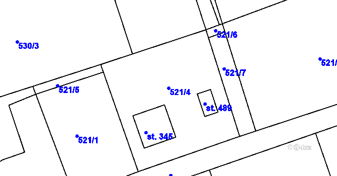 Parcela st. 521/4 v KÚ Drnholec nad Lubinou, Katastrální mapa