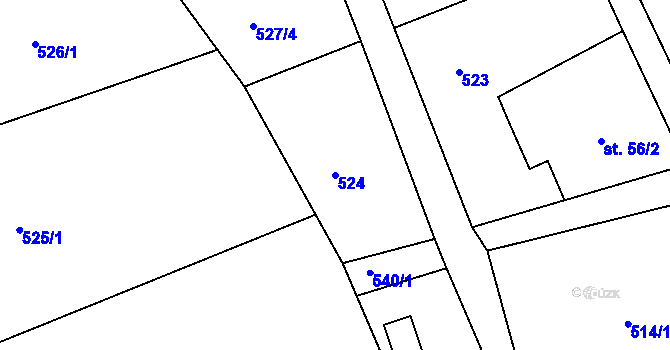 Parcela st. 524 v KÚ Drnholec nad Lubinou, Katastrální mapa