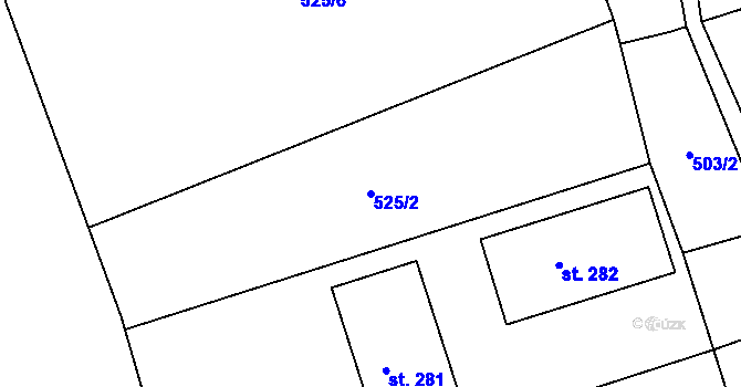 Parcela st. 525/2 v KÚ Drnholec nad Lubinou, Katastrální mapa
