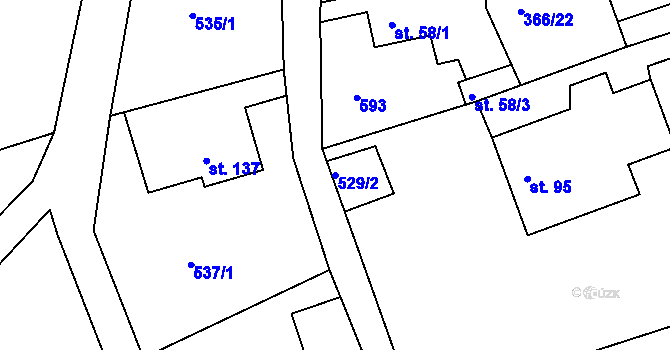 Parcela st. 529/2 v KÚ Drnholec nad Lubinou, Katastrální mapa