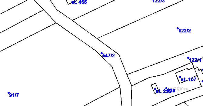Parcela st. 547/2 v KÚ Drnholec nad Lubinou, Katastrální mapa