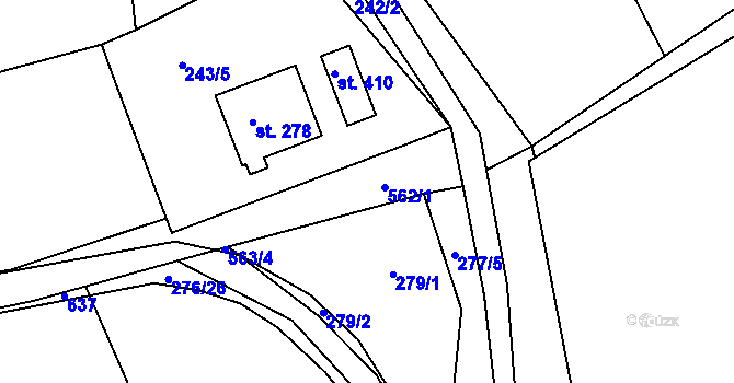 Parcela st. 562 v KÚ Drnholec nad Lubinou, Katastrální mapa