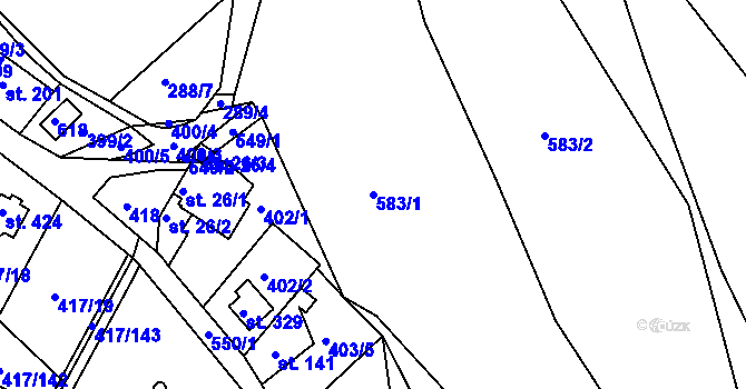 Parcela st. 583/1 v KÚ Drnholec nad Lubinou, Katastrální mapa