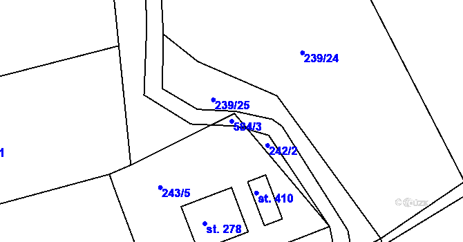 Parcela st. 584/3 v KÚ Drnholec nad Lubinou, Katastrální mapa