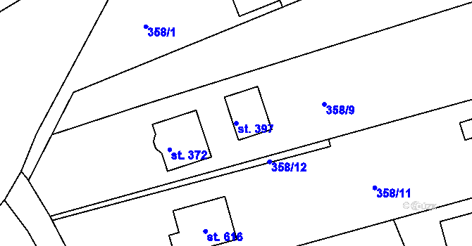 Parcela st. 397 v KÚ Drnholec nad Lubinou, Katastrální mapa