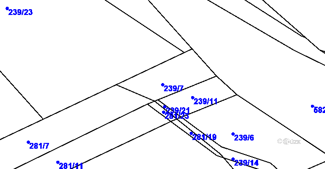 Parcela st. 239/7 v KÚ Drnholec nad Lubinou, Katastrální mapa