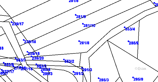 Parcela st. 281/8 v KÚ Drnholec nad Lubinou, Katastrální mapa