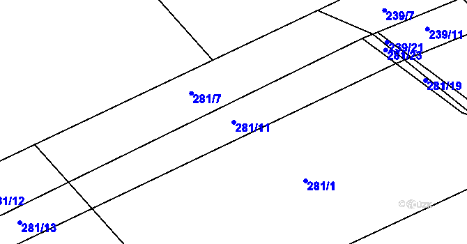 Parcela st. 281/11 v KÚ Drnholec nad Lubinou, Katastrální mapa