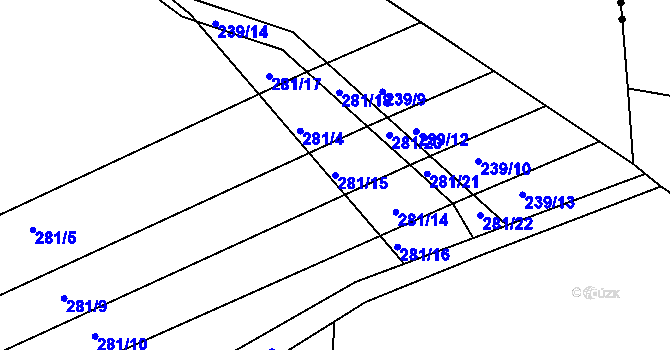 Parcela st. 281/15 v KÚ Drnholec nad Lubinou, Katastrální mapa