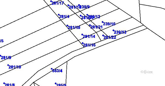 Parcela st. 281/16 v KÚ Drnholec nad Lubinou, Katastrální mapa