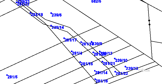 Parcela st. 281/18 v KÚ Drnholec nad Lubinou, Katastrální mapa