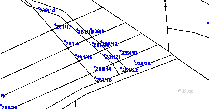 Parcela st. 281/21 v KÚ Drnholec nad Lubinou, Katastrální mapa