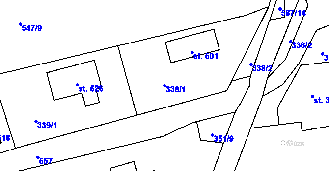 Parcela st. 338/1 v KÚ Drnholec nad Lubinou, Katastrální mapa