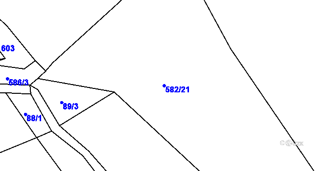 Parcela st. 582/21 v KÚ Drnholec nad Lubinou, Katastrální mapa