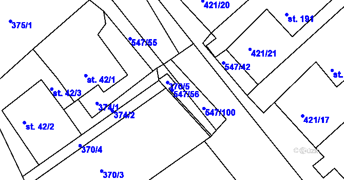 Parcela st. 547/56 v KÚ Drnholec nad Lubinou, Katastrální mapa