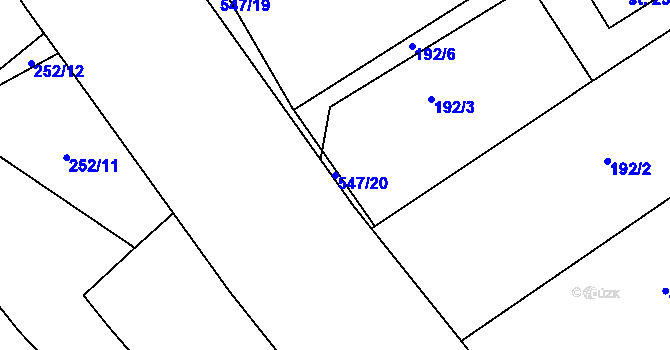 Parcela st. 547/20 v KÚ Drnholec nad Lubinou, Katastrální mapa