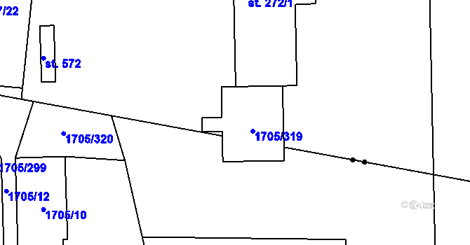 Parcela st. 272/2 v KÚ Drnholec nad Lubinou, Katastrální mapa