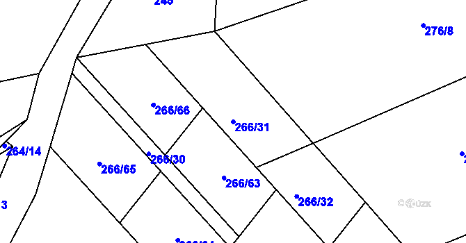 Parcela st. 266/31 v KÚ Drnholec nad Lubinou, Katastrální mapa