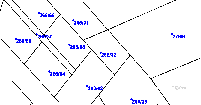 Parcela st. 266/32 v KÚ Drnholec nad Lubinou, Katastrální mapa