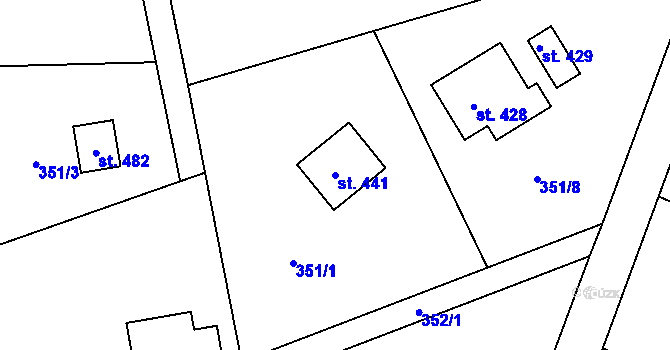Parcela st. 441 v KÚ Drnholec nad Lubinou, Katastrální mapa