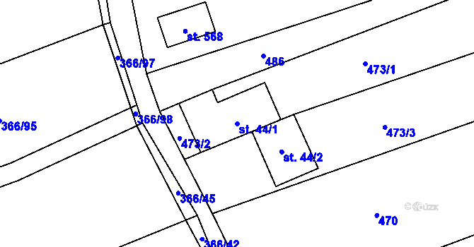 Parcela st. 44/1 v KÚ Drnholec nad Lubinou, Katastrální mapa