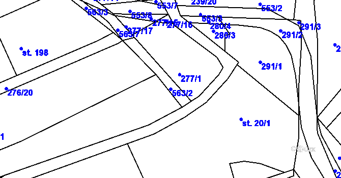 Parcela st. 563/2 v KÚ Drnholec nad Lubinou, Katastrální mapa