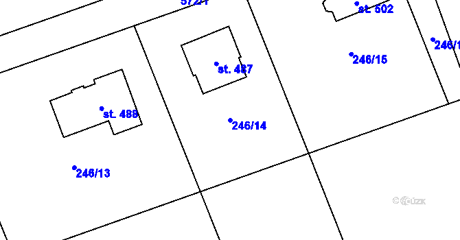 Parcela st. 246/14 v KÚ Drnholec nad Lubinou, Katastrální mapa