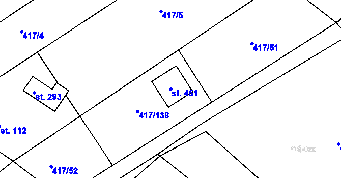Parcela st. 451 v KÚ Drnholec nad Lubinou, Katastrální mapa