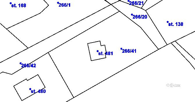 Parcela st. 481 v KÚ Drnholec nad Lubinou, Katastrální mapa