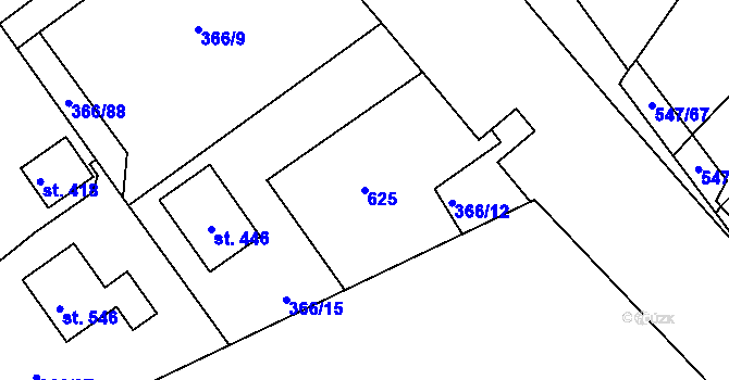 Parcela st. 625 v KÚ Drnholec nad Lubinou, Katastrální mapa