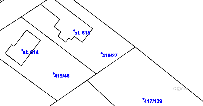 Parcela st. 419/27 v KÚ Drnholec nad Lubinou, Katastrální mapa