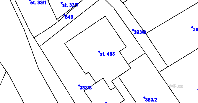 Parcela st. 483 v KÚ Drnholec nad Lubinou, Katastrální mapa