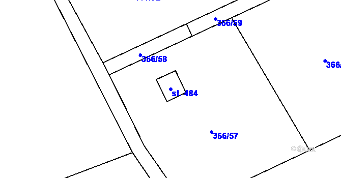 Parcela st. 484 v KÚ Drnholec nad Lubinou, Katastrální mapa