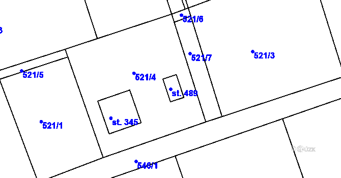 Parcela st. 489 v KÚ Drnholec nad Lubinou, Katastrální mapa