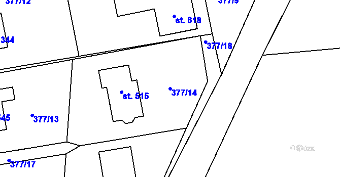 Parcela st. 377/14 v KÚ Drnholec nad Lubinou, Katastrální mapa