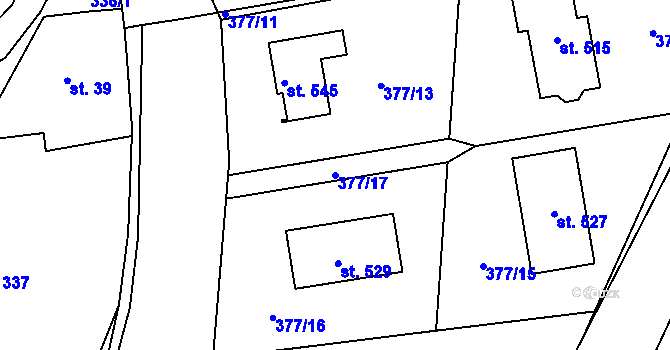 Parcela st. 377/17 v KÚ Drnholec nad Lubinou, Katastrální mapa