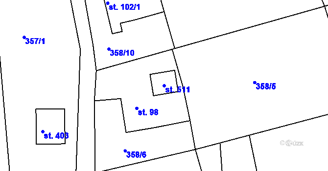 Parcela st. 511 v KÚ Drnholec nad Lubinou, Katastrální mapa