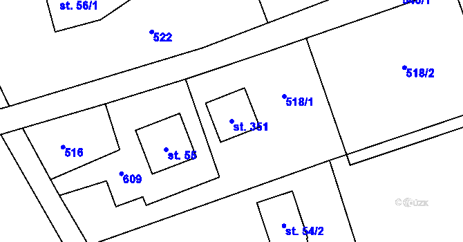Parcela st. 351 v KÚ Drnholec nad Lubinou, Katastrální mapa