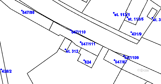 Parcela st. 547/111 v KÚ Drnholec nad Lubinou, Katastrální mapa
