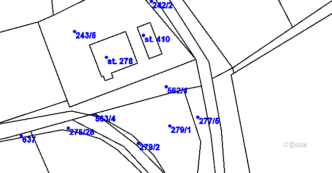 Parcela st. 562/1 v KÚ Drnholec nad Lubinou, Katastrální mapa