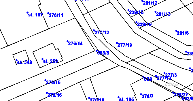 Parcela st. 563/5 v KÚ Drnholec nad Lubinou, Katastrální mapa