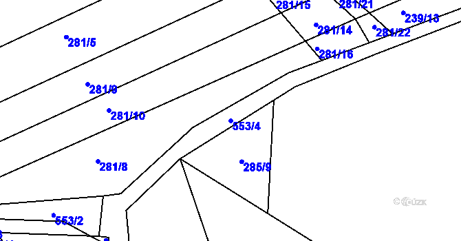 Parcela st. 553/4 v KÚ Drnholec nad Lubinou, Katastrální mapa