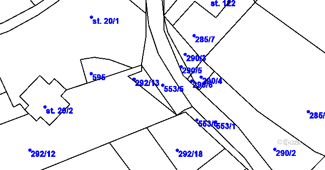 Parcela st. 553/5 v KÚ Drnholec nad Lubinou, Katastrální mapa